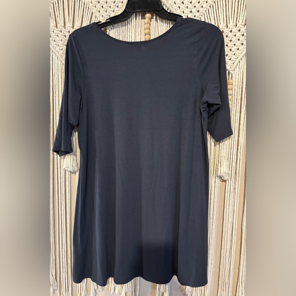 Eileen Fisher Minimalist Gray Knit Short Sleeve Dress Business Office Size XL - Picture 2 of 6